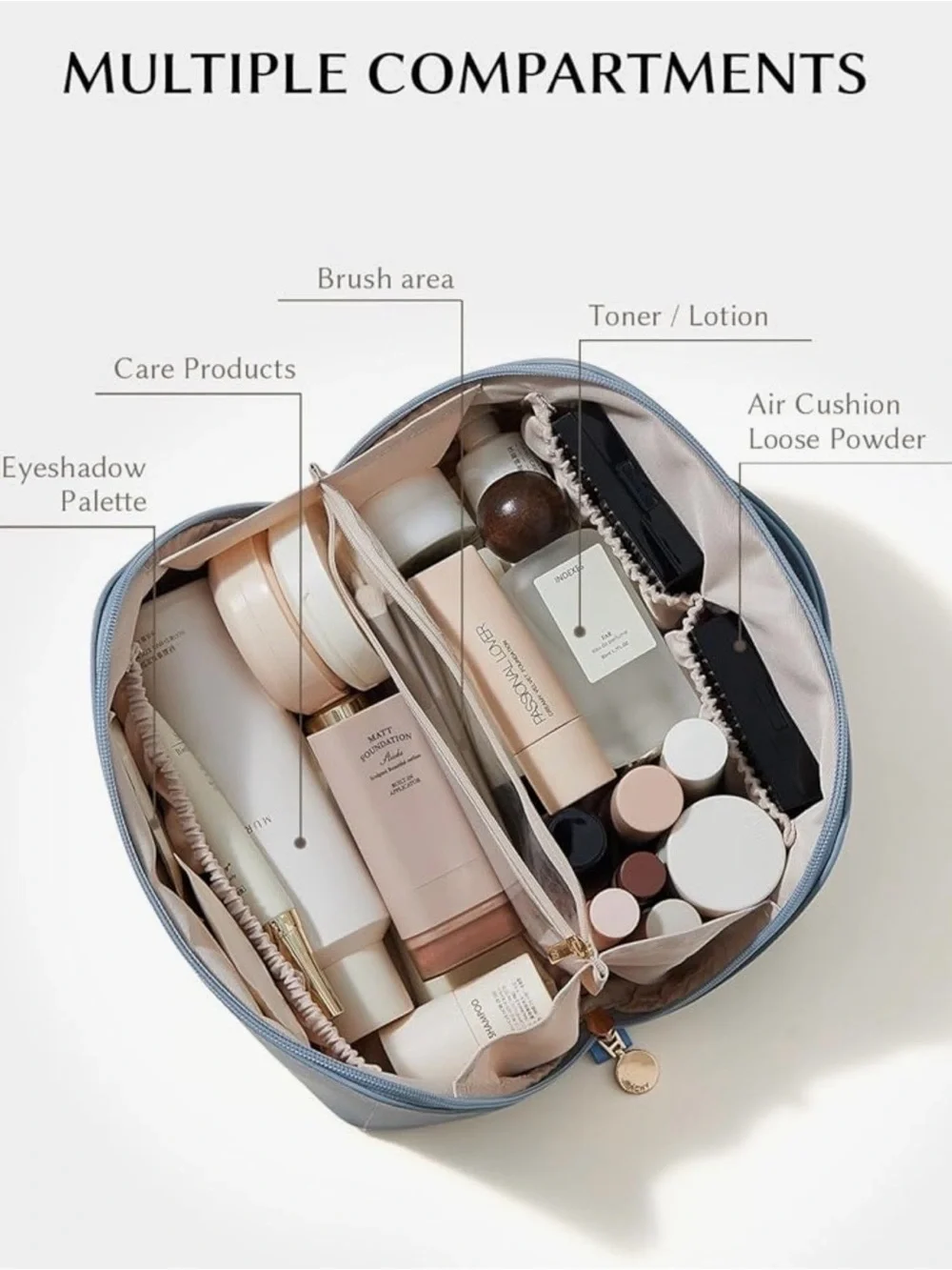 ✨NEW Powder Blue Travel Cosmetic Case with Top Handle